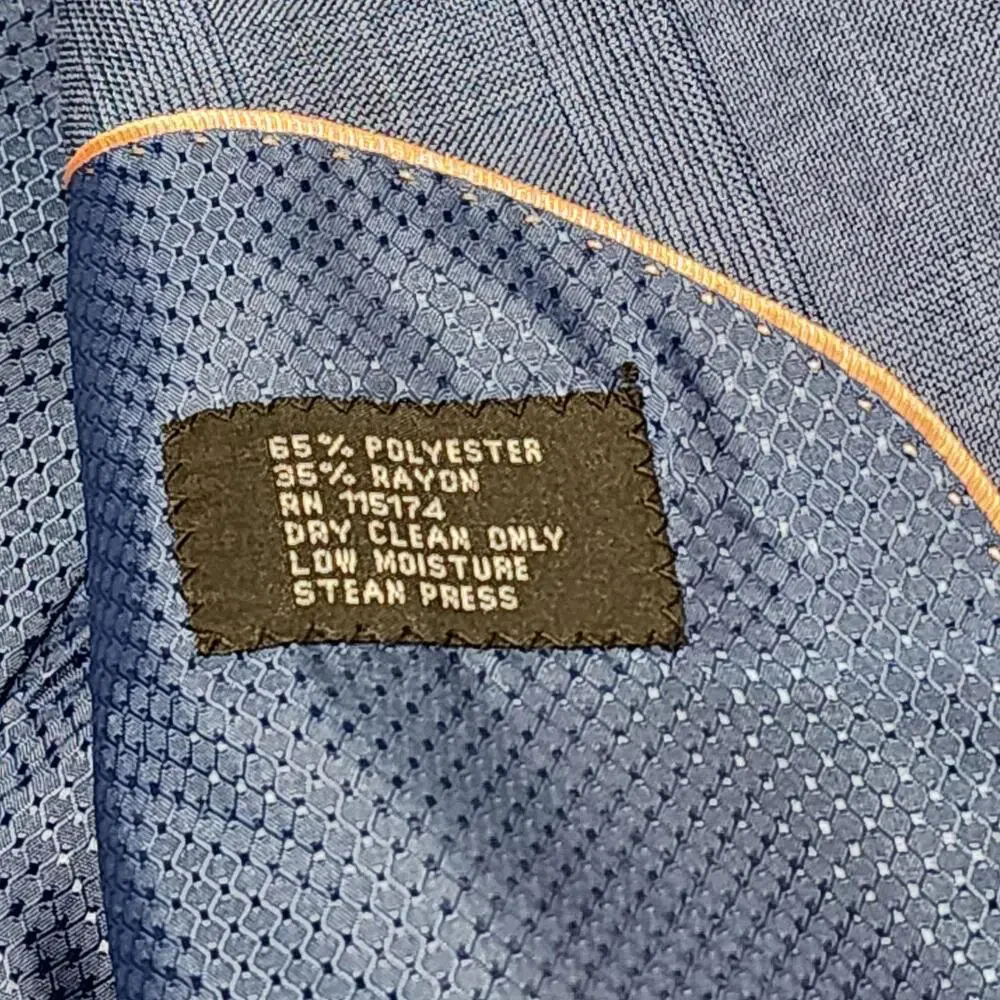 Bocaccio Uomo Suit Jacket Mens 48L Blue Stripe Poly Rayon Two Button Blazer